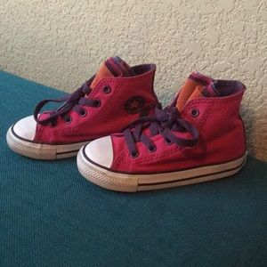 💞 Girls Pink Converse High Top Size 8